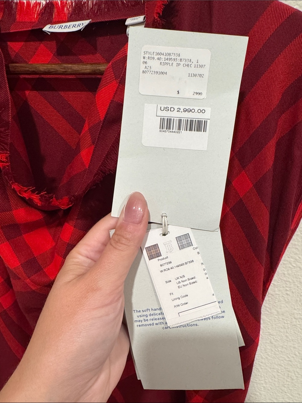 Burberry Red Plaid Cowl-Neck Midi Dress - Picture 8 of 11